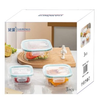 Glass food container 3 Pcs
