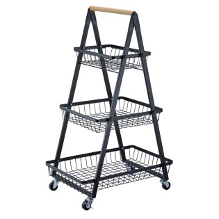 Foldable 3-tier utility rolling cart