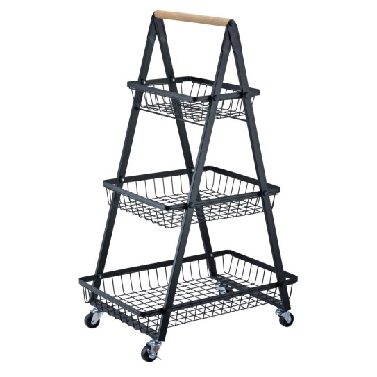 Foldable 3-tier utility rolling cart