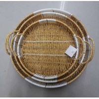 Light brown rattan basket round 3PCS