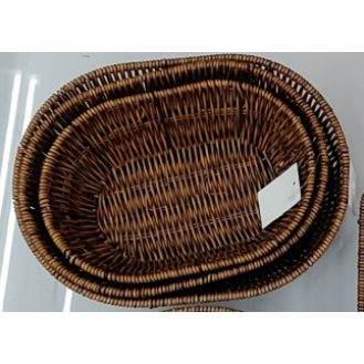 CC097-005 dark brown rattan basket oval 3PCS