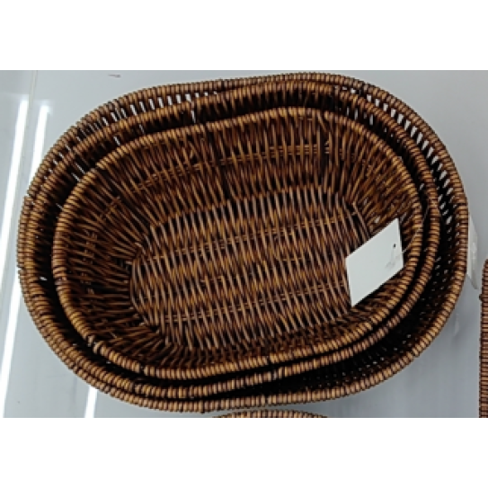 CC097-005 dark brown rattan basket oval 3PCS