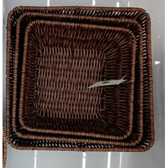 CC097-006 dark brown rattan basket square 3PCS