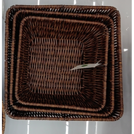 CC097-006 dark brown rattan basket square 3PCS