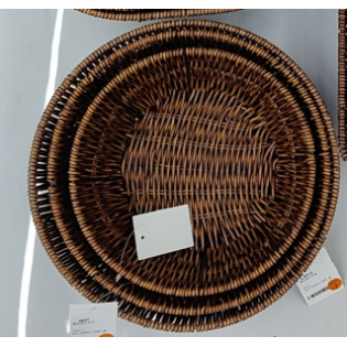 CC097-007 dark brown rattan basket round 3PCS