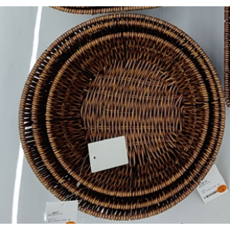 CC097-007 dark brown rattan basket round 3PCS