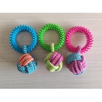 Pet chew toys rope ball with ring