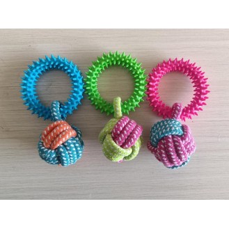 Pet chew toys rope ball with ring