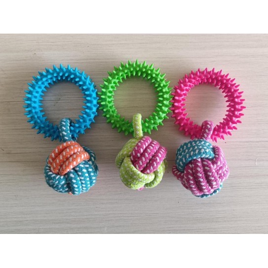 Pet chew toys rope ball with ring
