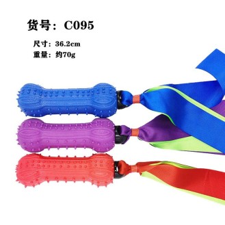Pet chew toys with ribbon