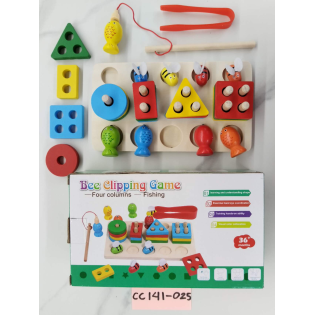 CC-141-025bee clipping game wooden toys