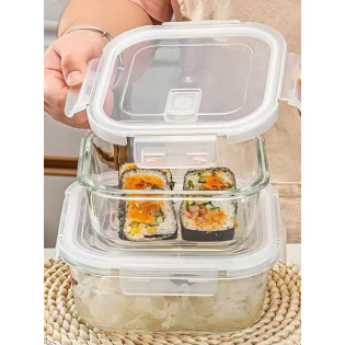 Square glass food containerwith hole 500ml