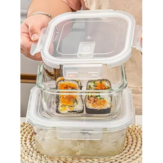 Square glass food containerwith hole 500ml