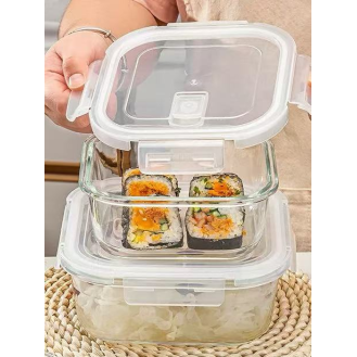Square glass food containerwith hole1800ml