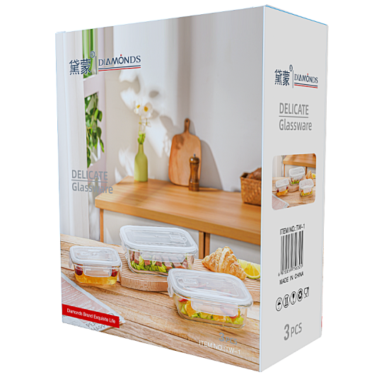 Glass food containerTW-1 3pcs