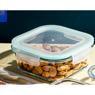 Square glass food container
