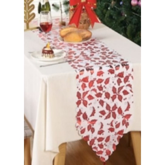 33*180CM XMAS COTTON TABLE RUNNER GOLD & SILVER