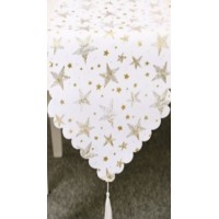 33*180CM XMAS COTTON TABLE RUNNER GOLD & SILVER