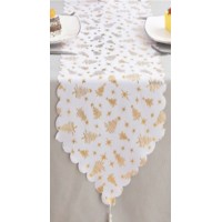 33*180CM XMAS COTTON TABLE RUNNER GOLD & SILVER