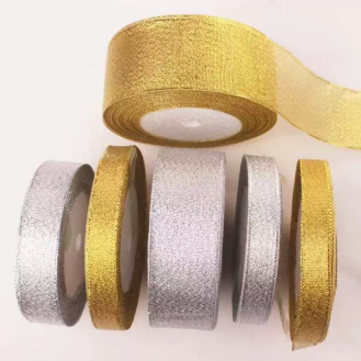 Metallic gold and silver ribbon